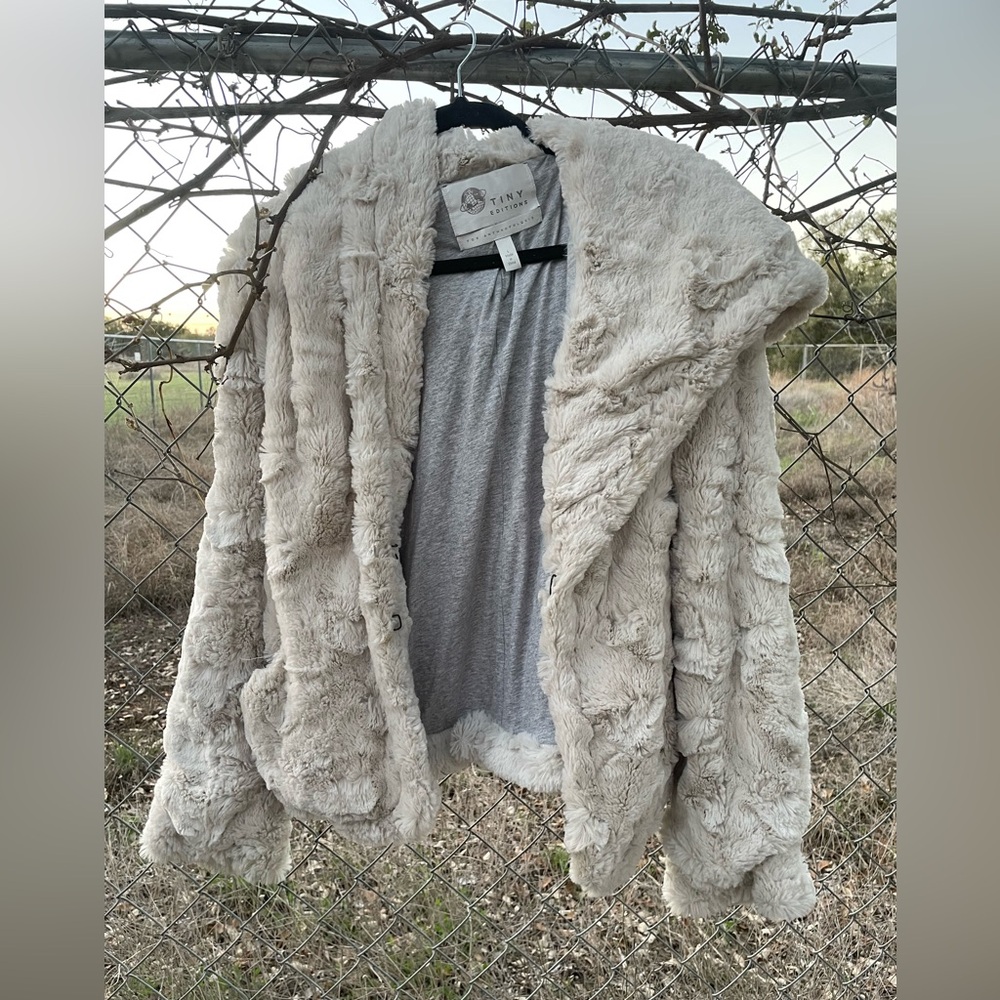 Faux Fur Tiny by Anthropologie button-clasp Coat with Hood